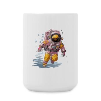 Pink Spacewalker im Gelb-Orangenanzug - Große Tasse 440 ml - Weiß - Vorne