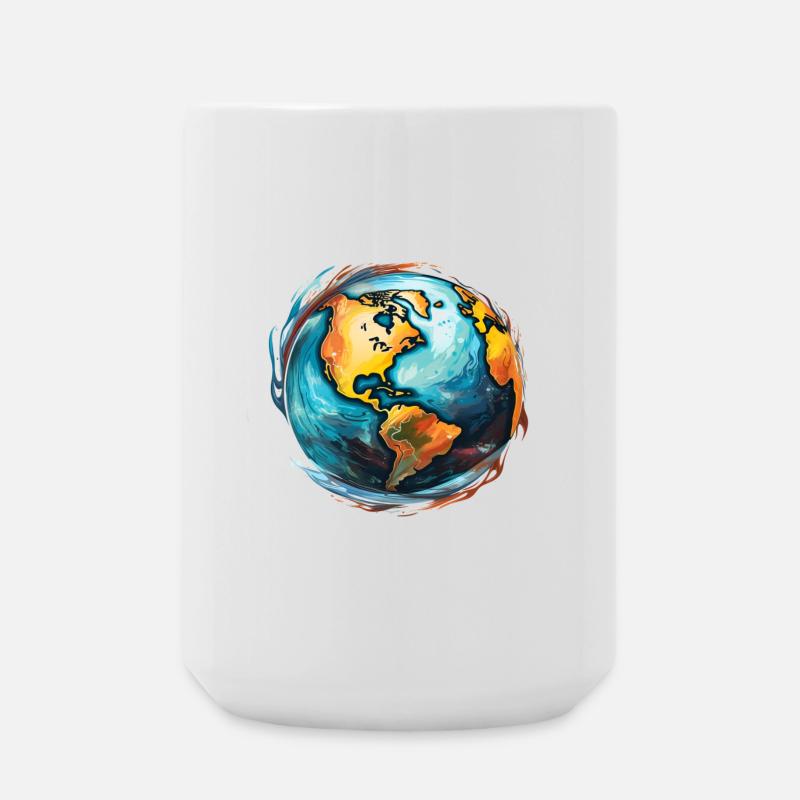 Globus in Bewegung - Große Tasse 440 ml - Weiß