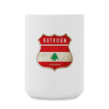 Batroun Lebanon coat of arms flags design - Large Mug 440 ml - white - Front