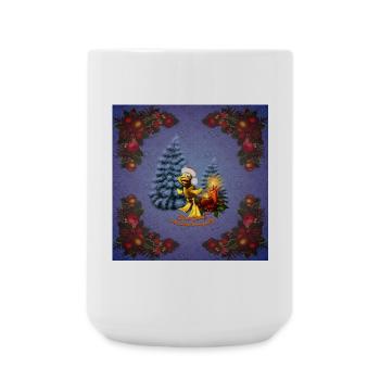 Funny duck with Christmas hat - Large Mug 440 ml - white - Front