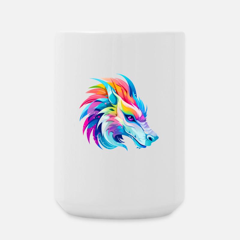 Regenbogen Drache Kopf - Große Tasse 440 ml - Weiß
