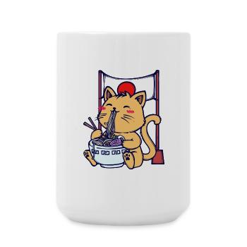 Katze Ramen Japanisch Mangastyle Anime Manga Comic - Große Tasse 440 ml - Weiß - Vorne