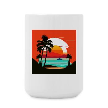 Tropical sunset on the palm beach - Large Mug 440 ml - white - Front
