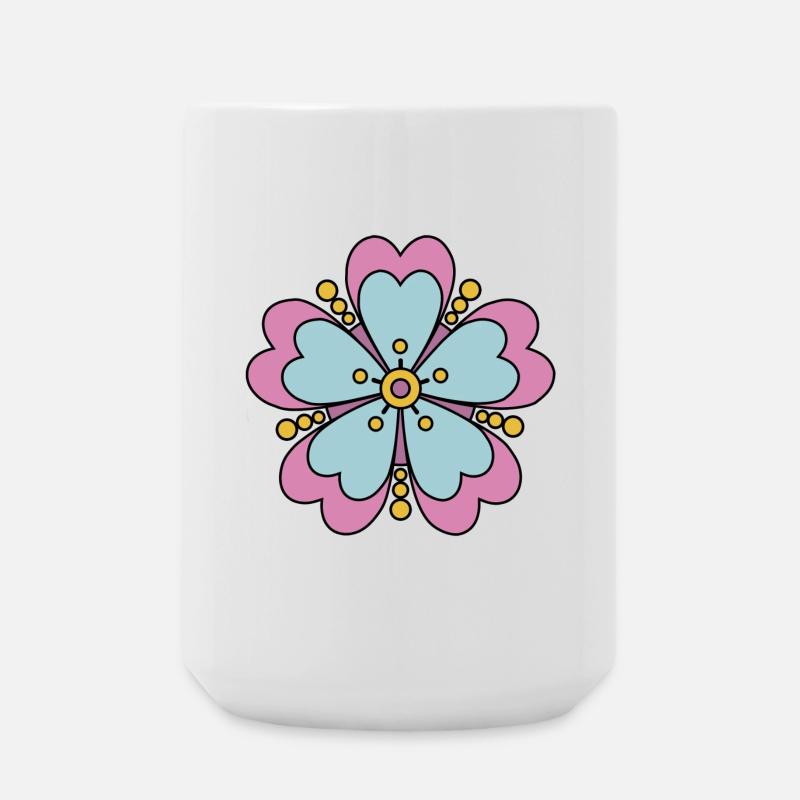 Niedliche Funky Hippie Boho Blume - Große Tasse 440 ml - Weiß