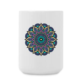 Mandala - Vert Bleu Jaune Rose Mandala indien - Grande tasse 440 ml - blanc - Devant