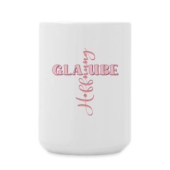 Christliches Kreuz - Hoffnung Glaube - Große Tasse 440 ml - Weiß - Vorne