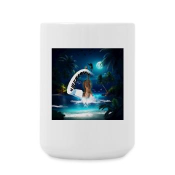 Steampunk-Geige mit geschwungenem Klavier im Ozean. - Große Tasse 440 ml - Weiß - Vorne