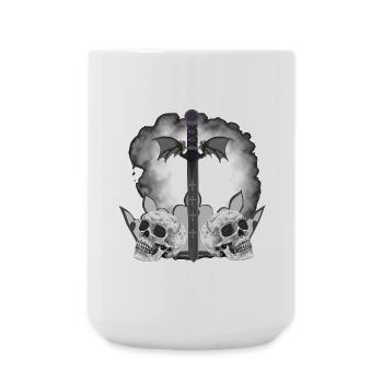 Menschenschädel, Schwerter, Dämonenflügel, vanitas - Große Tasse 440 ml - Weiß - Vorne