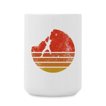 Hiker at Retro Sunset - Large Mug 440 ml - white - Front