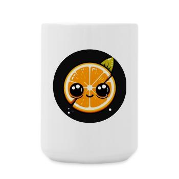 Orange avec le visage et les grands yeux - Grande tasse 440 ml - blanc - Devant