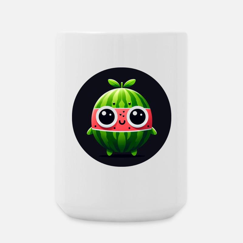 Wassermelone mit Augen im Comic Stil - Große Tasse 440 ml - Weiß