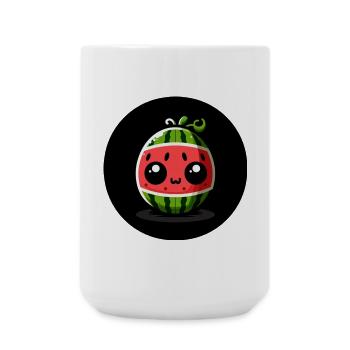 Pastèque avec de grands yeux dans un style comique - Grande tasse 440 ml - blanc - Devant