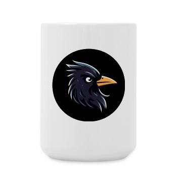 Cartoon Amsel Rabe schaut finster - Große Tasse 440 ml - Weiß - Vorne