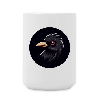 Cartoon Blackbird Bird Black with Red Eye - Large Mug 440 ml - white - Front