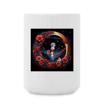 Cute fairy in the moonlight. - Large Mug 440 ml - white - Front