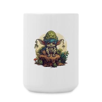 Chemise fantastique Forêt Tronc de Lutin Champignon - Grande tasse 440 ml - blanc - Devant