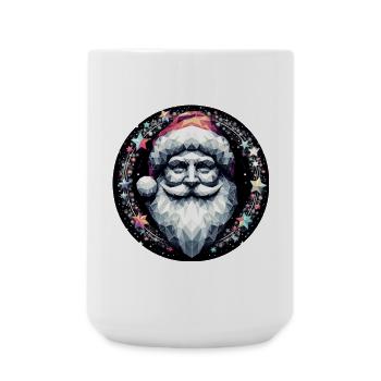 Santa Claus Head in Wreath Bright - Large Mug 440 ml - white - Front