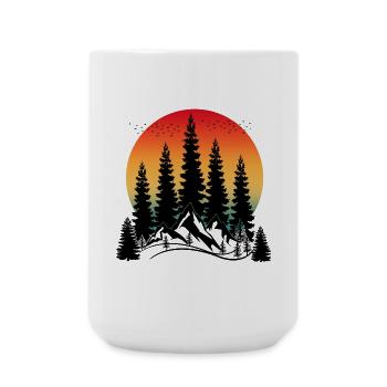 SUNSET MOUNTAIN AND TREES - Large Mug 440 ml - white - Front