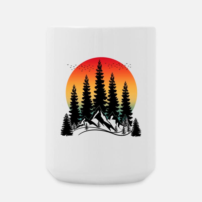 SUNSET MOUNTAIN AND TREES - Large Mug 440 ml - white