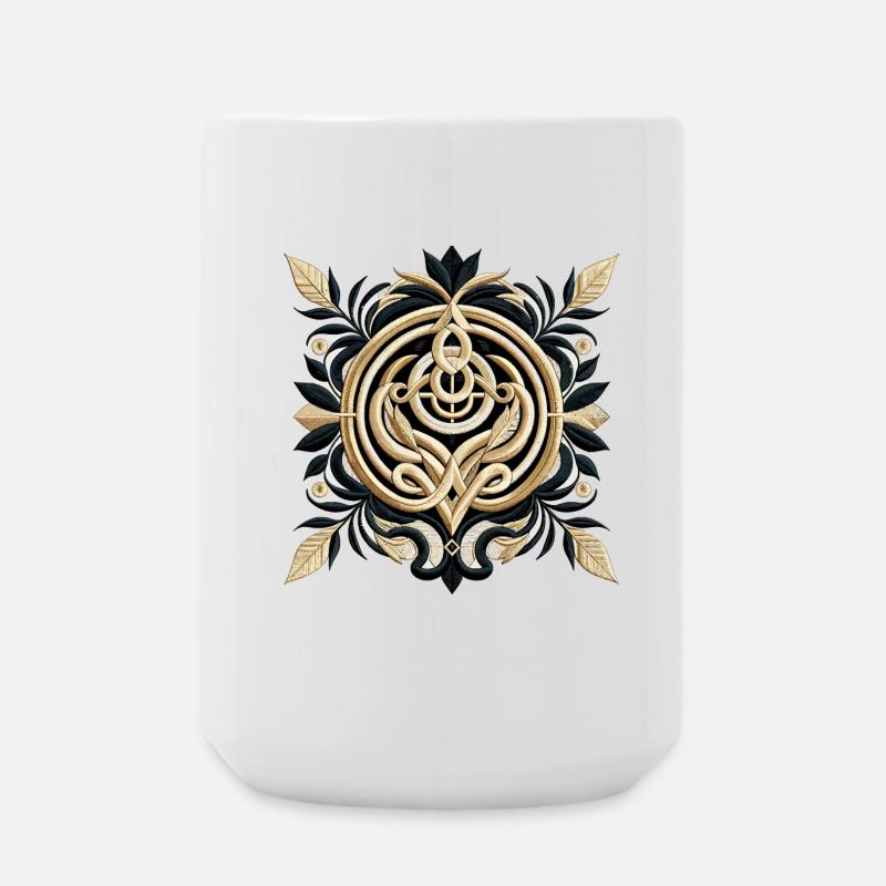 Luxury Minimalist Abstract Embroidery Design - Large Mug 440 ml - white
