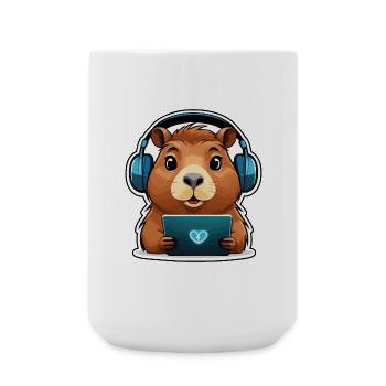 Capybara with computer - Large Mug 440 ml - white - Front