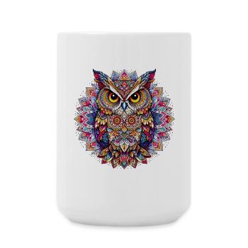 Owl decorated with Mandalas - Large Mug 440 ml - white - Front