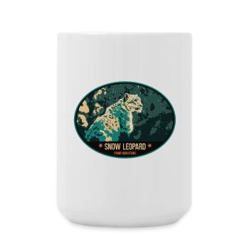 Snow Leopard illustration patch - Large Mug 440 ml - white - Front
