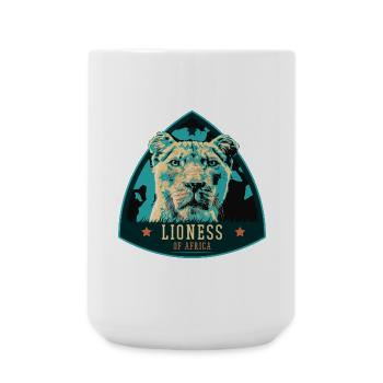 Portrait de lionne – Illustration puissante - Grande tasse 440 ml - blanc - Devant