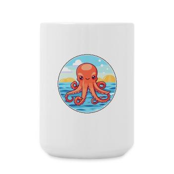 Octopus Watercolor Cartoon Kawaii Clipart Animal - Large Mug 440 ml - white - Front