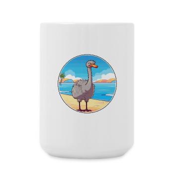 Autruche aquarelle dessin animé Kawaii Clipart Animal - Grande tasse 440 ml - blanc - Devant