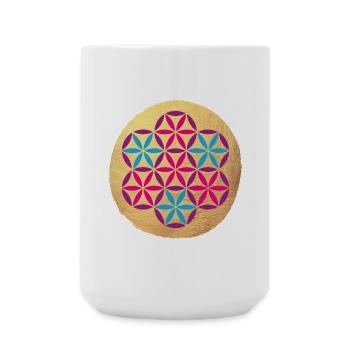 Yoga Colorful Gold Circle Meditation om Namaste - Large Mug 440 ml - white - Front
