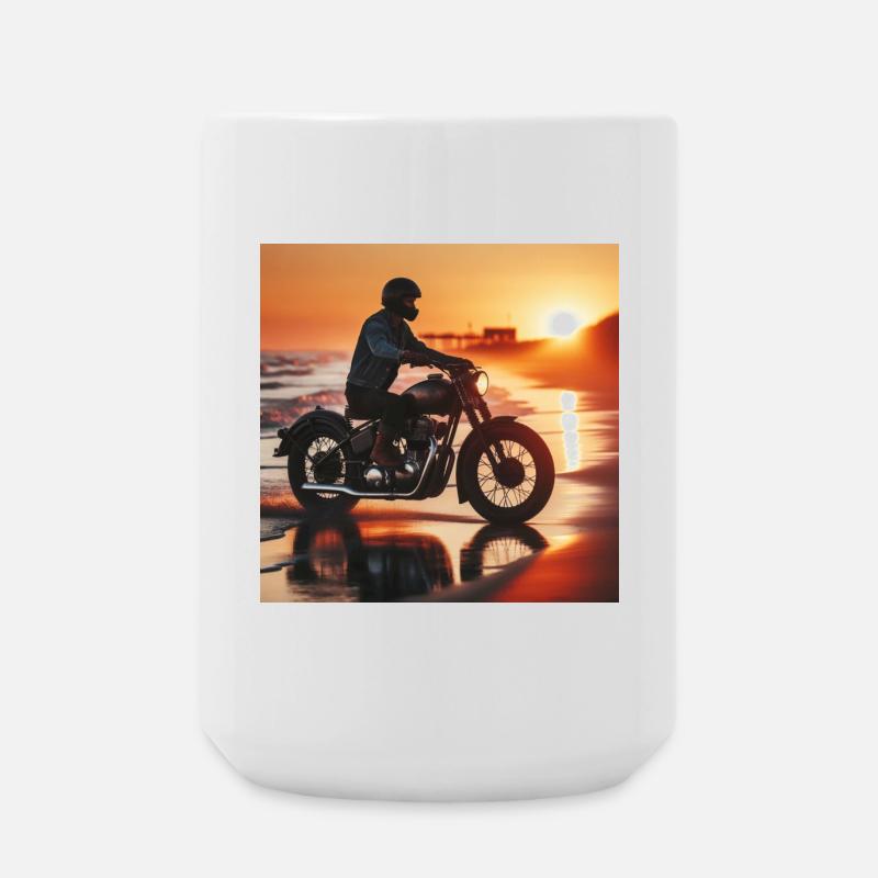 Motorcycle Old Sunset 1 - Large Mug 440 ml - white