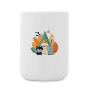 Cute bears with autumn motifs - Large Mug 440 ml - white - Front