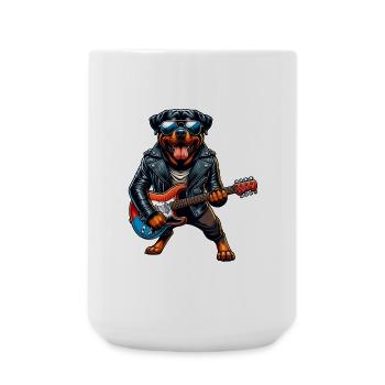 Rottweiler dog guitar design - Large Mug 440 ml - white - Front