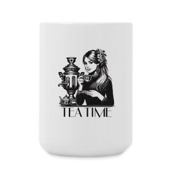 Samovar Tea Time Wife Gift - Large Mug 440 ml - white - Front