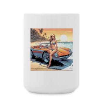 Mädchen mit Auto und Traumnatur 3 - Große Tasse 440 ml - Weiß - Vorne