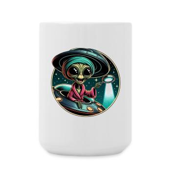 Außerirdischer Detektiv im UFO-Licht - Große Tasse 440 ml - Weiß - Vorne