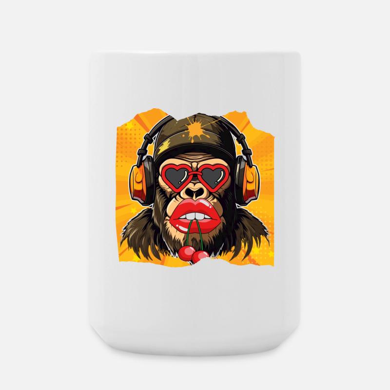 Monkey & Cherry - Large Mug 440 ml - white