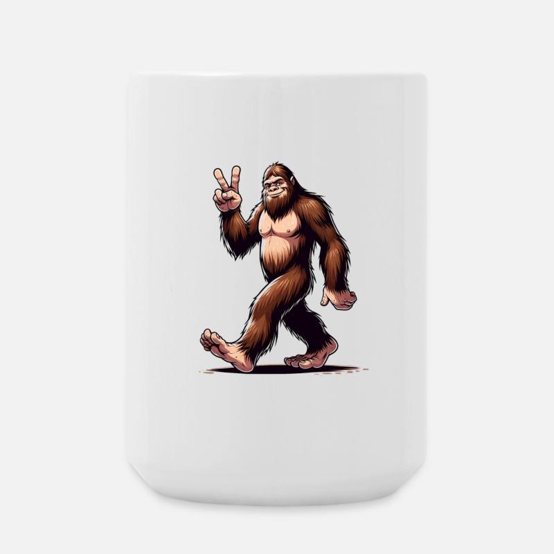 Joyful Bigfoot Walking - Large Mug 440 ml - white