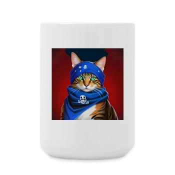 chat bandana bleu - Grande tasse 440 ml - blanc - Devant