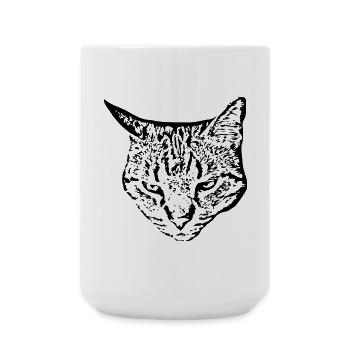 Cat Black Cat Head - Large Mug 440 ml - white - Front