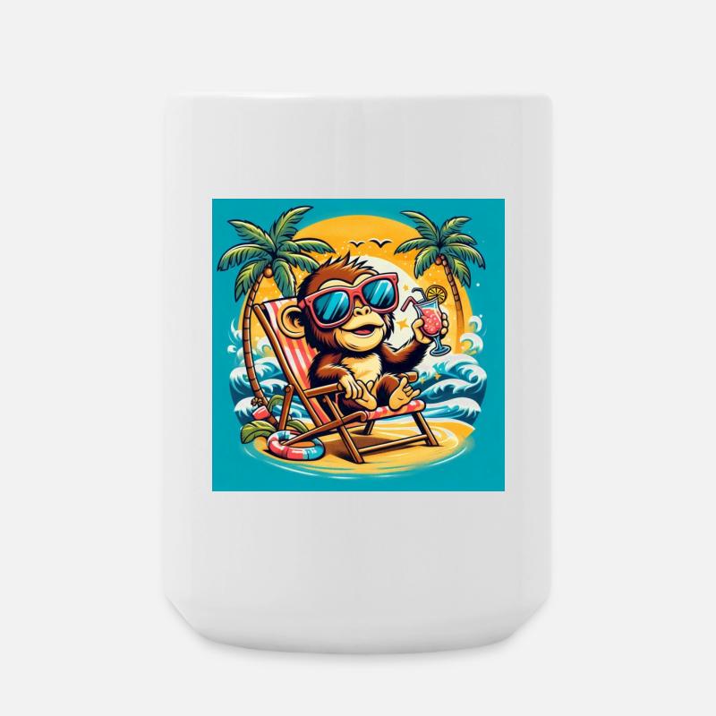 Monkey on the beach - Large Mug 440 ml - white