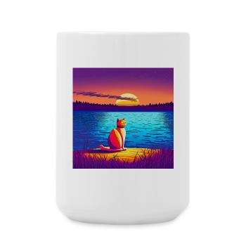 Cat enjoying the sunset - Large Mug 440 ml - white - Front