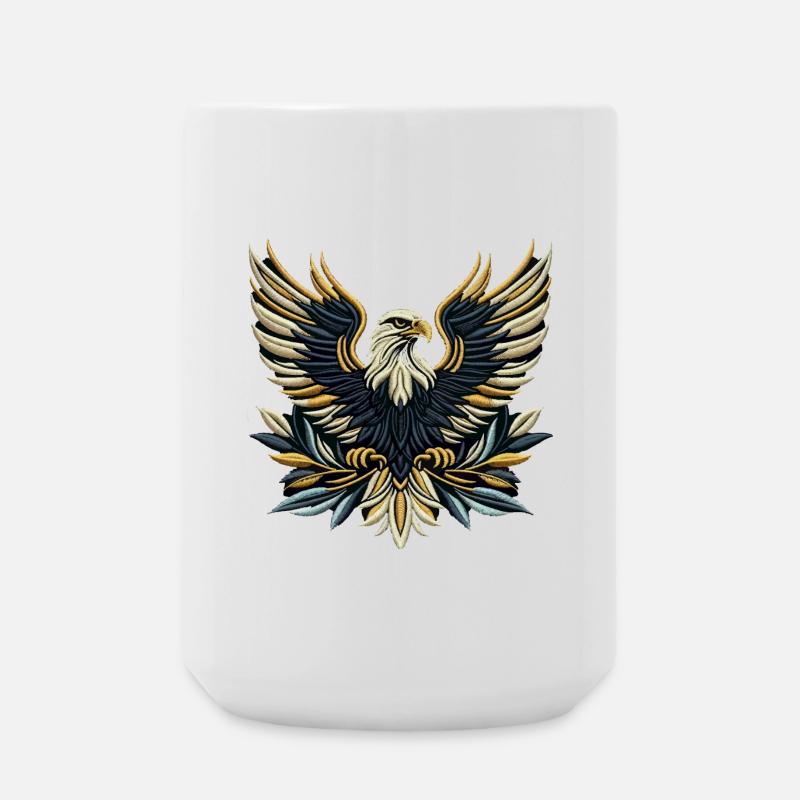Regal Eagle Wings Embroidered Tee - Large Mug 440 ml - white