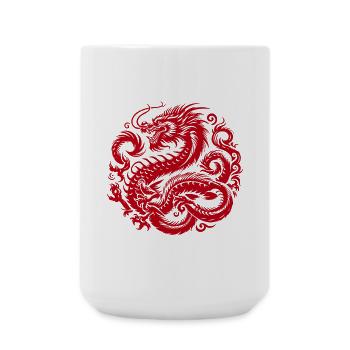 Tatouage de dragon chinois - Grande tasse 440 ml - blanc - Devant