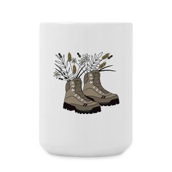 Chaussures de randonnée remplies de fleurs des prés - Grande tasse 440 ml - blanc - Devant