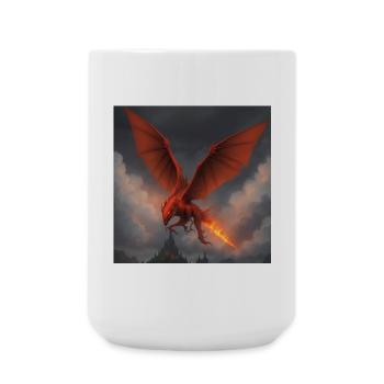 Roter Drache über Burg - Große Tasse 440 ml - Weiß - Vorne