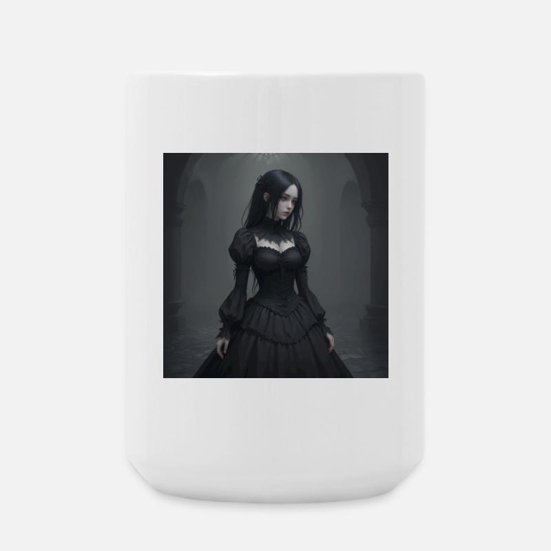 Gothic Viktorianisches Schwarzkleid - Große Tasse 440 ml - Weiß