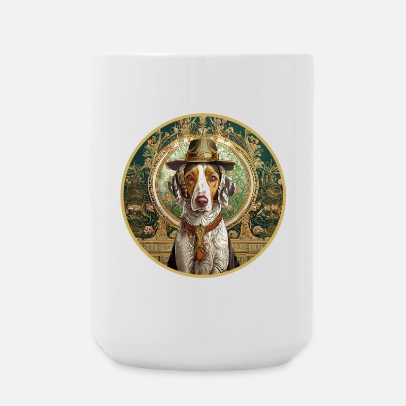 Jagdhund mit Hut - Große Tasse 440 ml - Weiß
