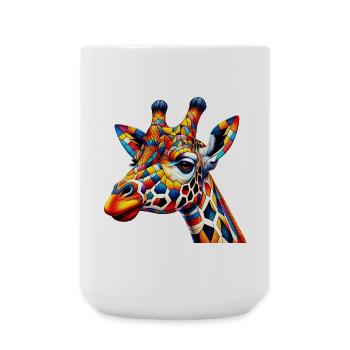 Giraffe farbig und bemalt wie Harlekin - Große Tasse 440 ml - Weiß - Vorne